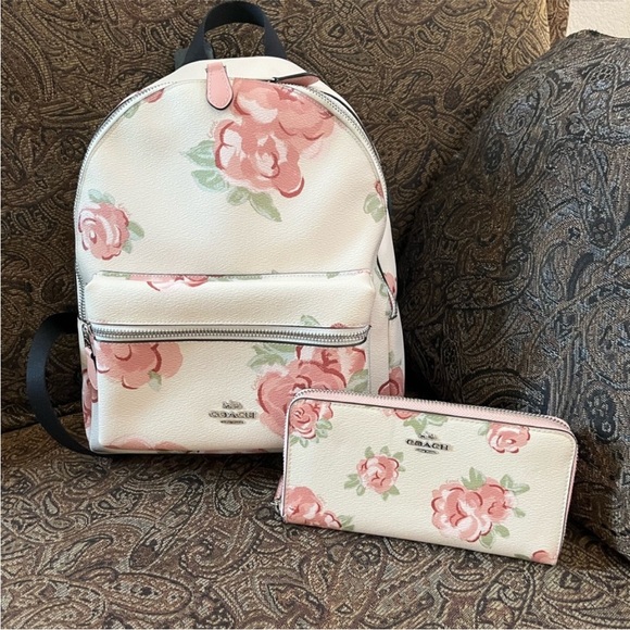 Coach Foldover Pink Floral Crossbody Limited Edition